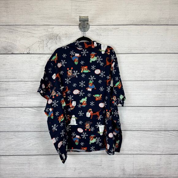 Old Navy Plus Size Navy Winter Dogs Flannel Short Sleeve Pajama Set Size 4X - Picture 7 of 12